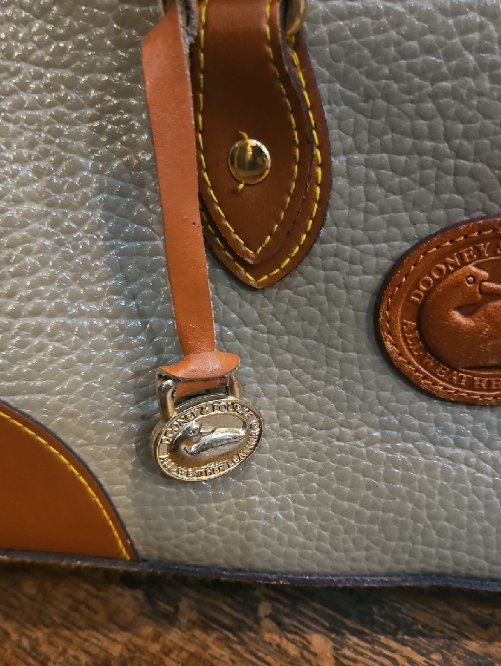 Dooney & Bourke Tan and Cream Pebbled Leather Satchel - Picture 4 of 16